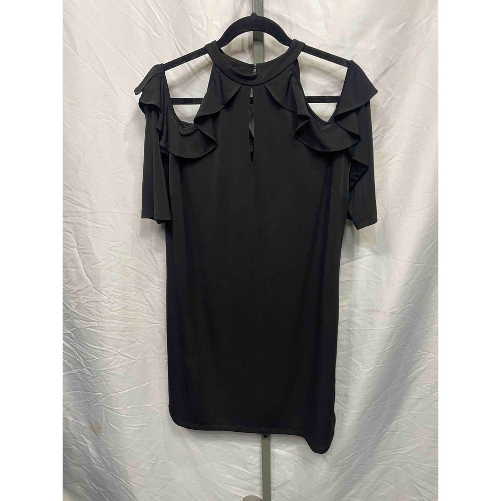 New York Company Black Cold Shoulder Ruffle Neck Mock Neck Dress‎ XL